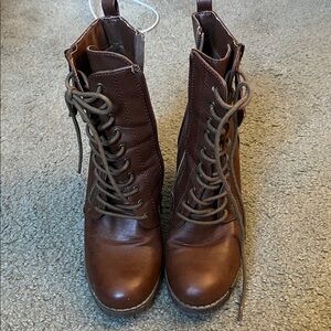 Soda Brown Lace-Up Boots